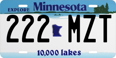MN license plate 222MZT