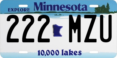 MN license plate 222MZU