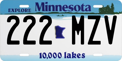MN license plate 222MZV