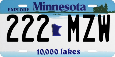 MN license plate 222MZW