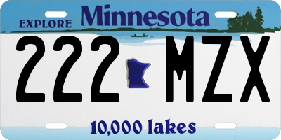 MN license plate 222MZX