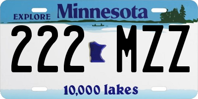 MN license plate 222MZZ