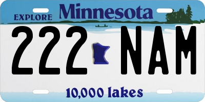 MN license plate 222NAM