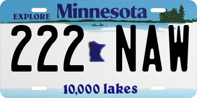 MN license plate 222NAW