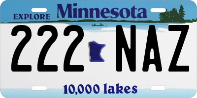 MN license plate 222NAZ