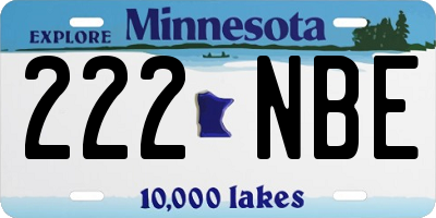 MN license plate 222NBE