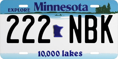 MN license plate 222NBK