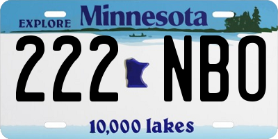 MN license plate 222NBO