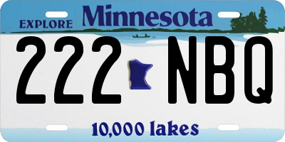 MN license plate 222NBQ