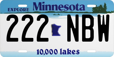 MN license plate 222NBW
