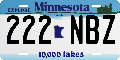 MN license plate 222NBZ
