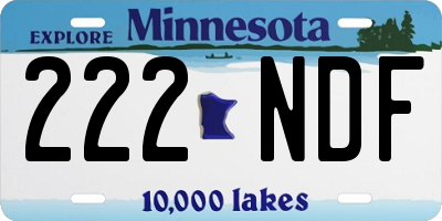 MN license plate 222NDF
