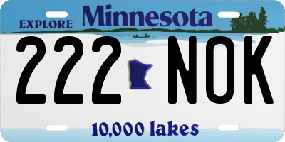 MN license plate 222NOK