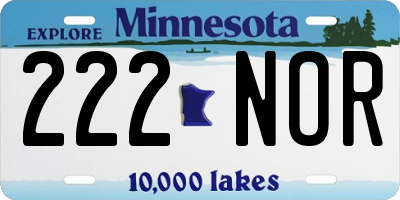 MN license plate 222NOR