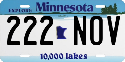 MN license plate 222NOV