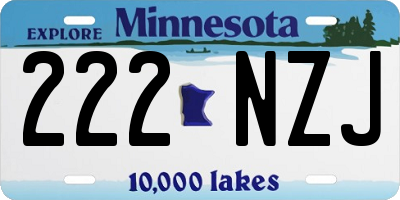MN license plate 222NZJ