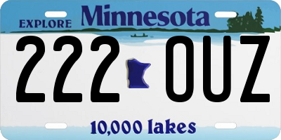 MN license plate 222OUZ