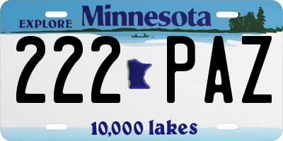 MN license plate 222PAZ