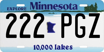 MN license plate 222PGZ