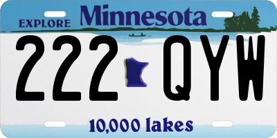 MN license plate 222QYW
