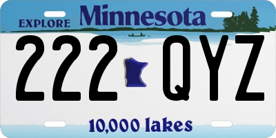 MN license plate 222QYZ