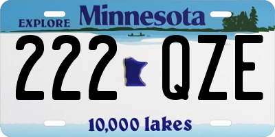 MN license plate 222QZE