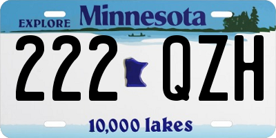 MN license plate 222QZH