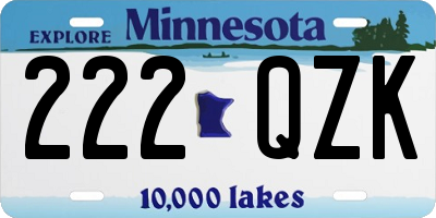 MN license plate 222QZK