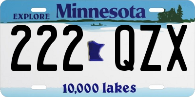 MN license plate 222QZX