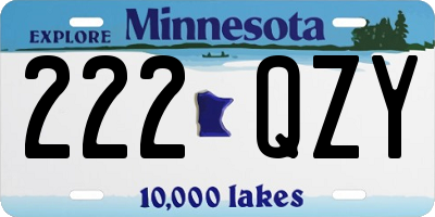 MN license plate 222QZY