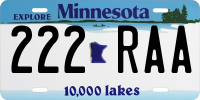 MN license plate 222RAA