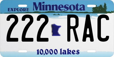 MN license plate 222RAC