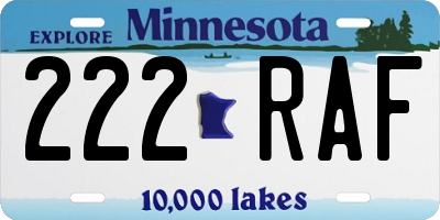 MN license plate 222RAF