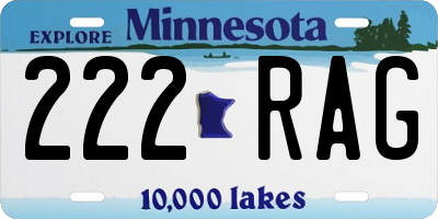 MN license plate 222RAG