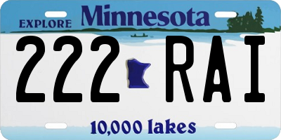 MN license plate 222RAI