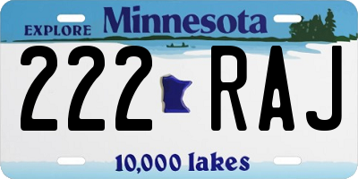 MN license plate 222RAJ