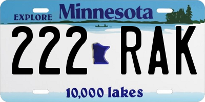MN license plate 222RAK