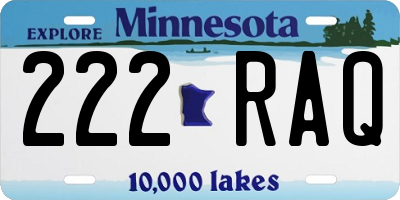 MN license plate 222RAQ