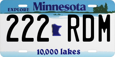 MN license plate 222RDM
