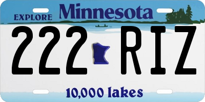 MN license plate 222RIZ