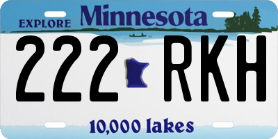 MN license plate 222RKH
