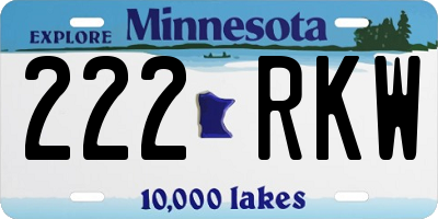 MN license plate 222RKW