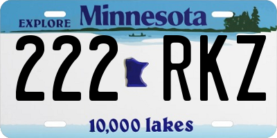 MN license plate 222RKZ