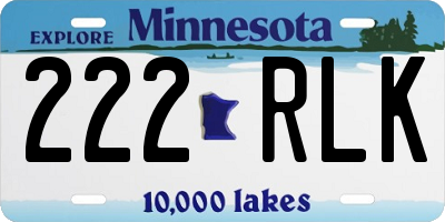 MN license plate 222RLK