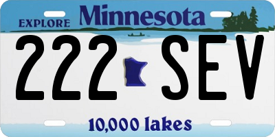MN license plate 222SEV