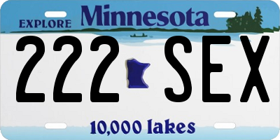 MN license plate 222SEX