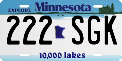 MN license plate 222SGK