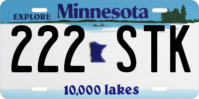 MN license plate 222STK