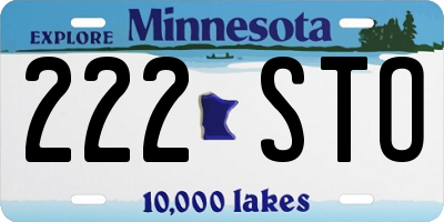 MN license plate 222STO