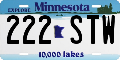 MN license plate 222STW
